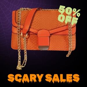 Orange Chain Strap Women's Bag
